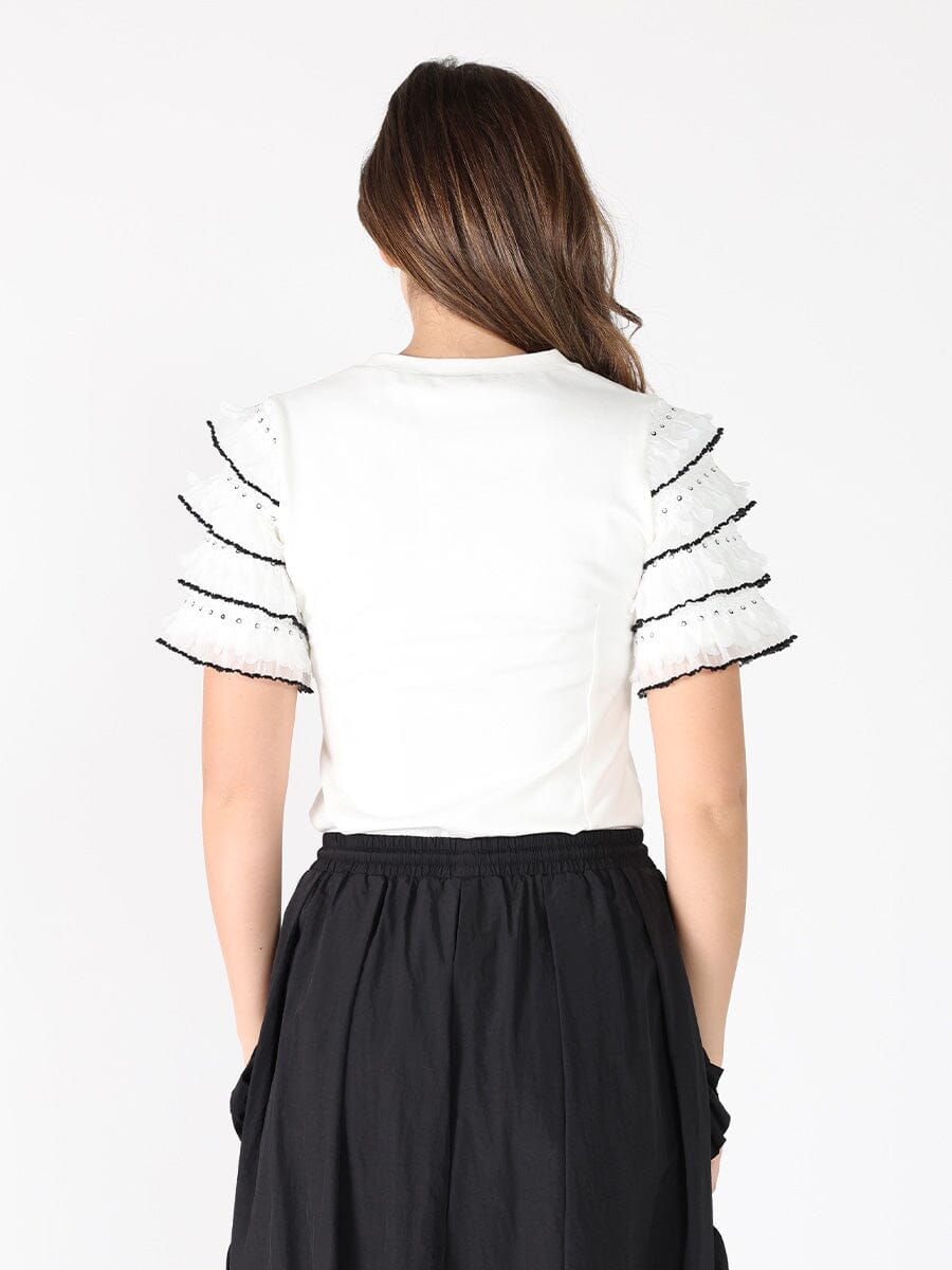 Round Neckline Tiered Short Sleeve Top