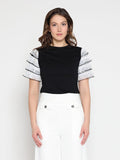 Gracia Fashion Women's Round Neckline Tiered Short Sleeve Top