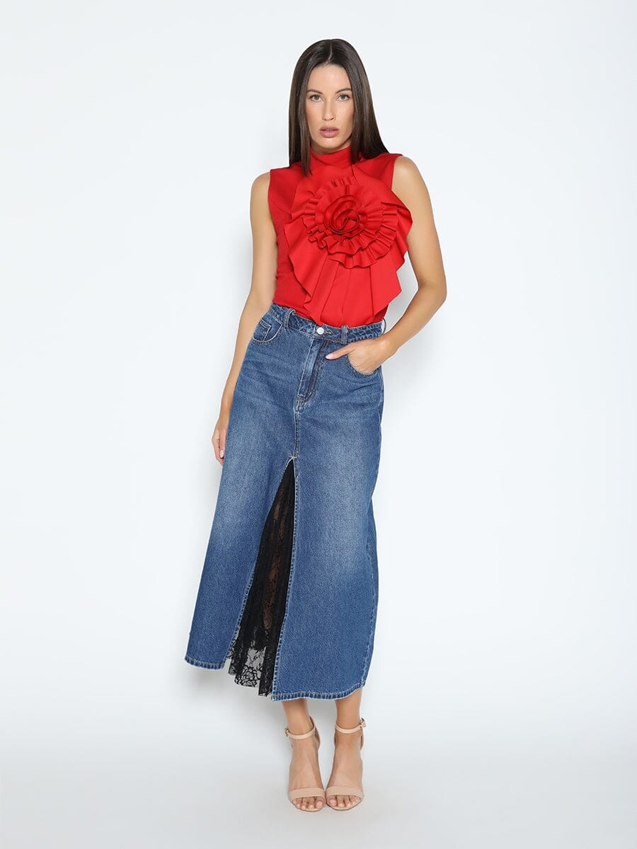 Gracia Fashion Women's Ruffle Flower Detail Tank Top