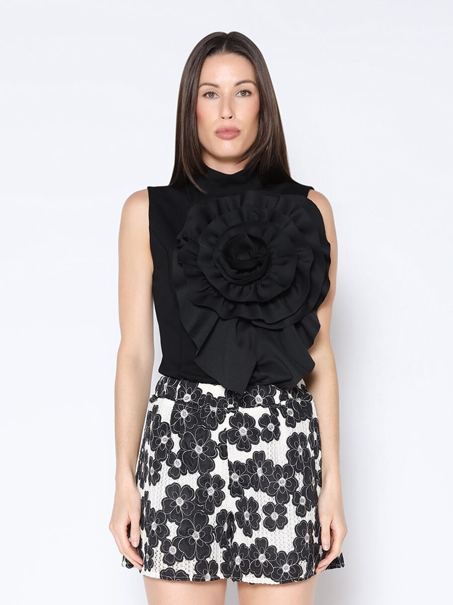 Ruffle Flower Detail Tank Top
