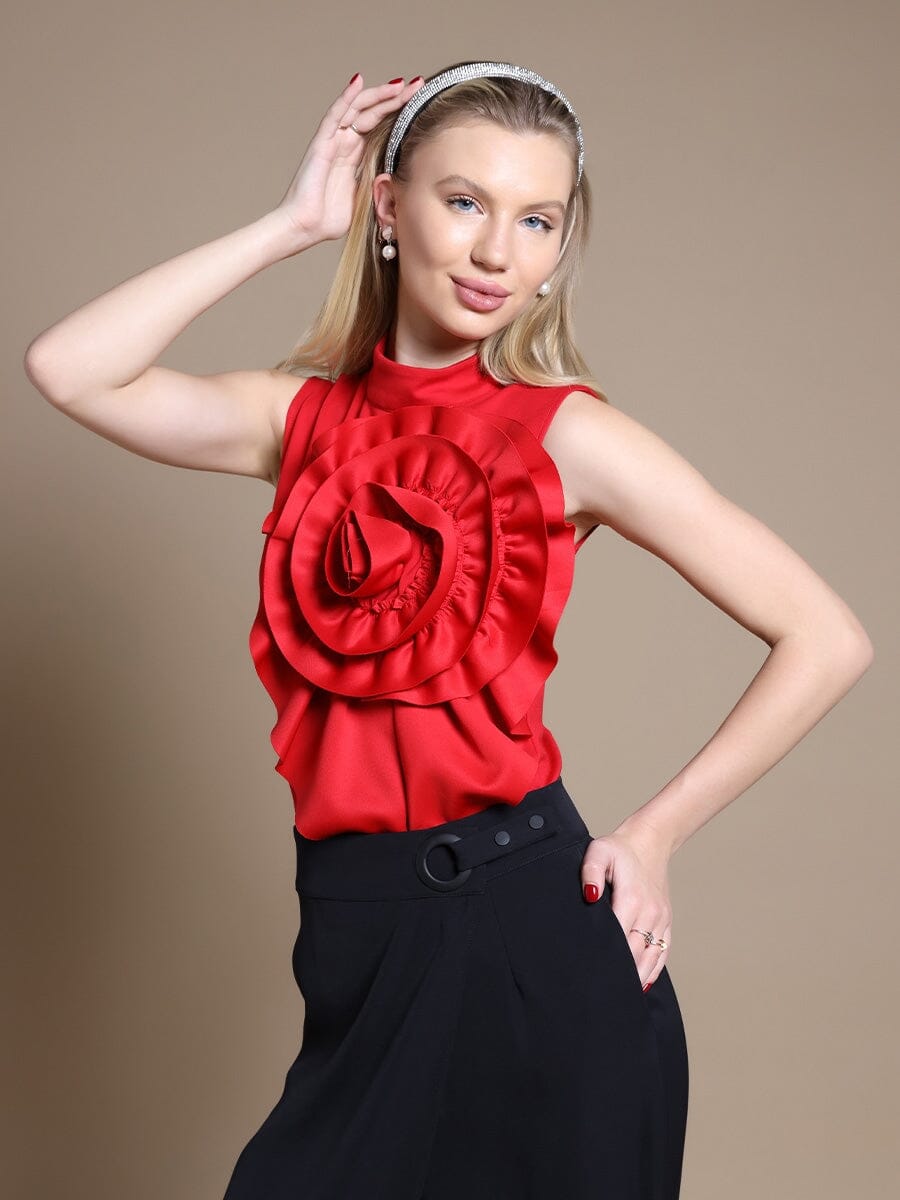 Ruffle Flower Detail Tank Top