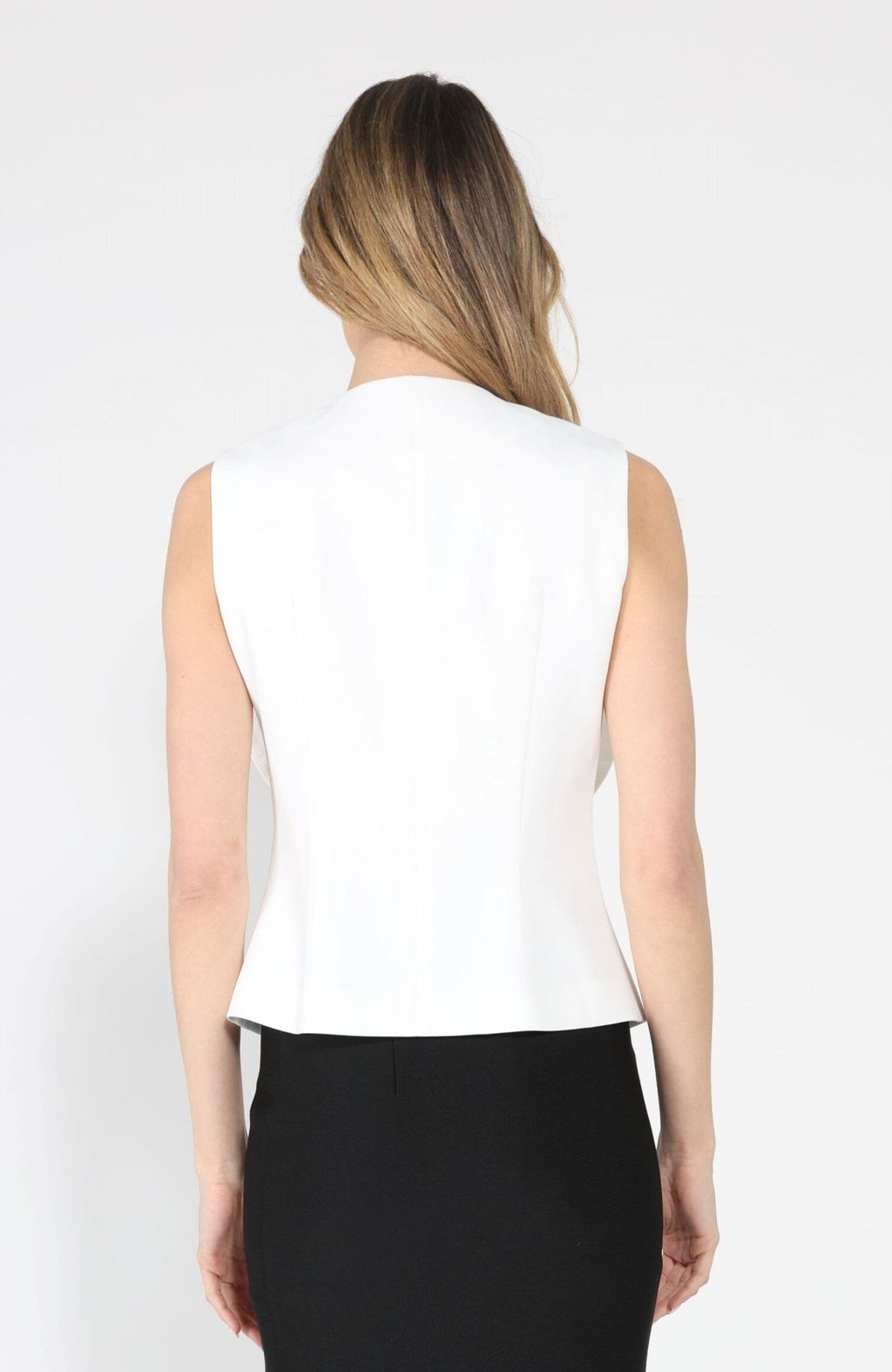 Ruffle Front Button Down Sleeveless Jacket