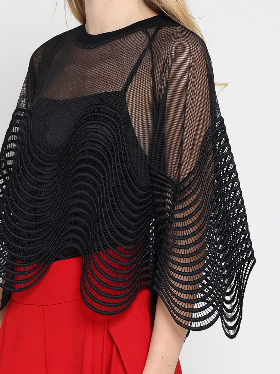See-Through Round Lace Top