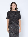 Sequined Cropped Short Sleeve Top