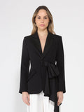 Side ruffle bow front open coat