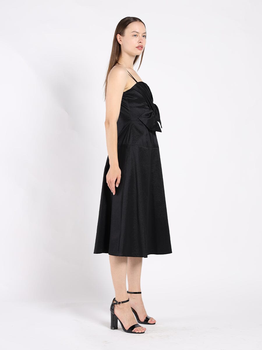 Gracia Fashion Women's Spaghetti Strap Bow Detailed Midi Dress