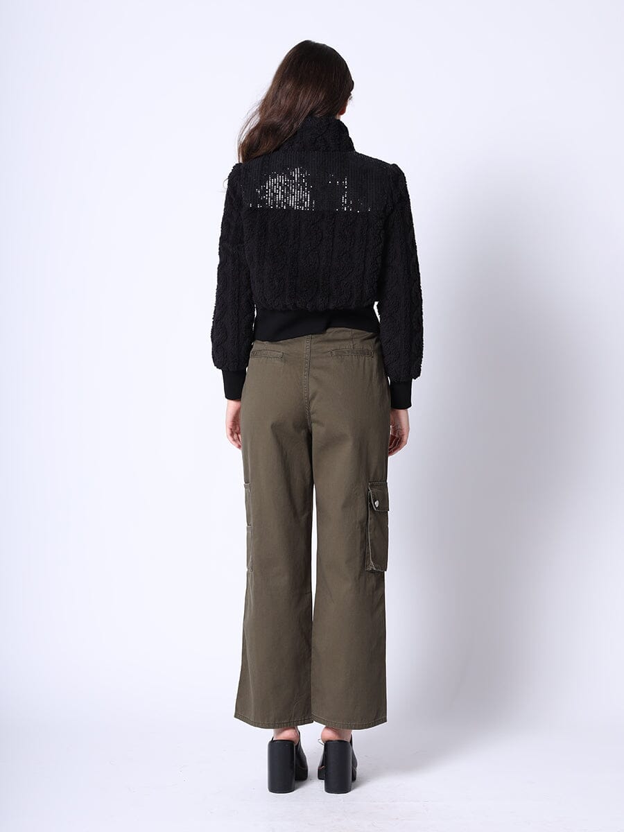 Spangle Yoke High-Neck Shearing Jacket