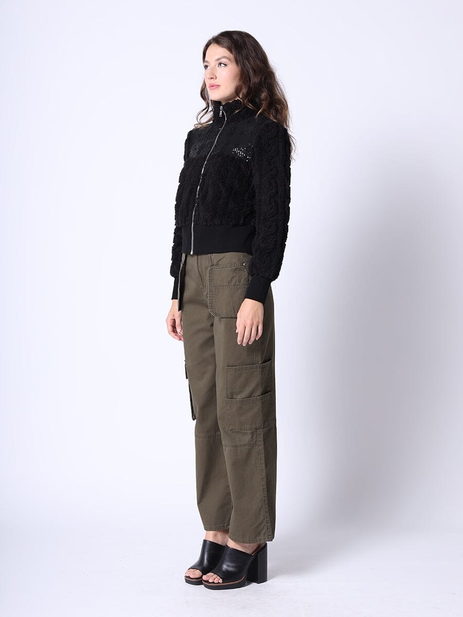 Spangle Yoke High-Neck Shearing Jacket