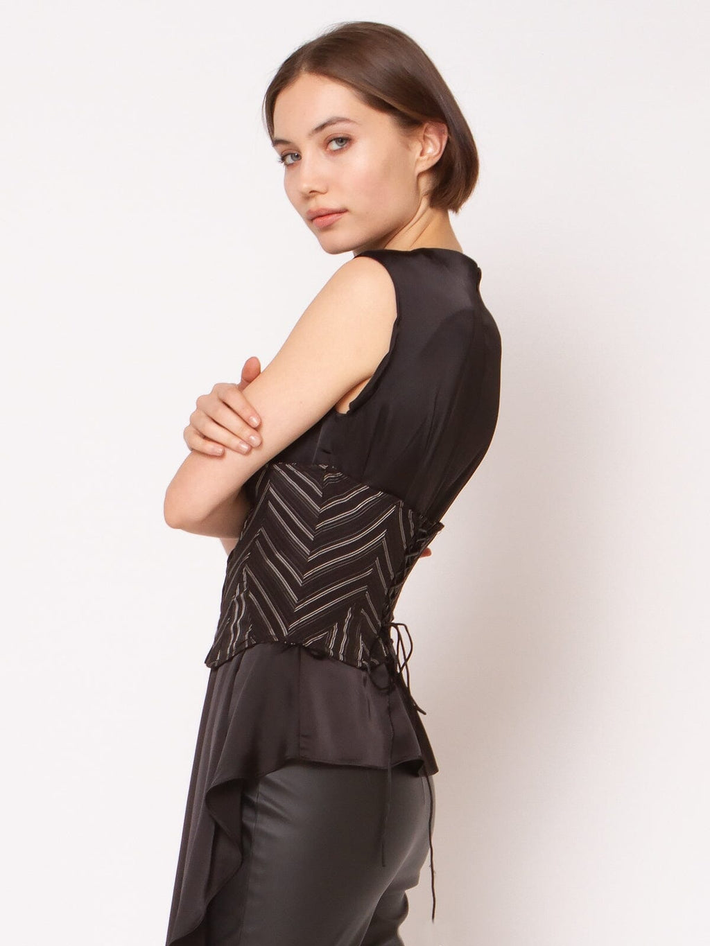 Stripe Bustier with Front Buttons