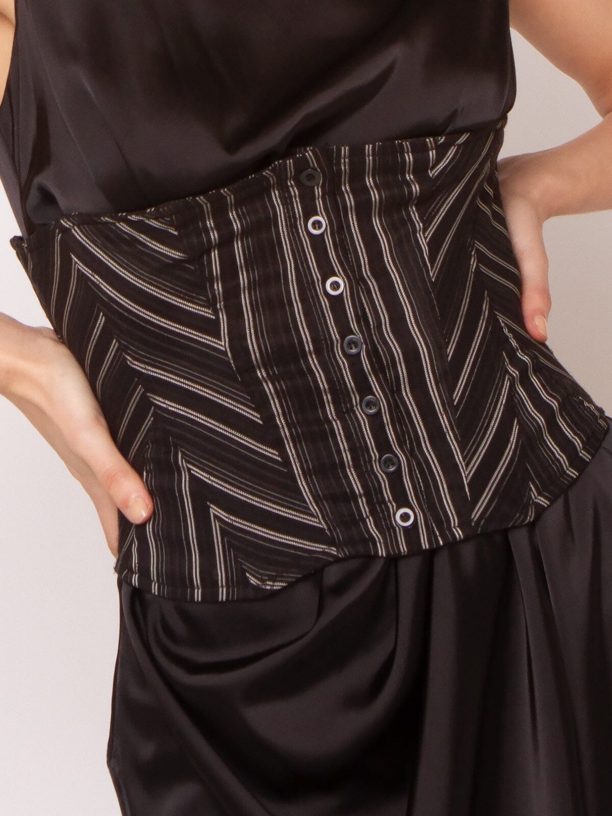 Stripe Bustier with Front Buttons