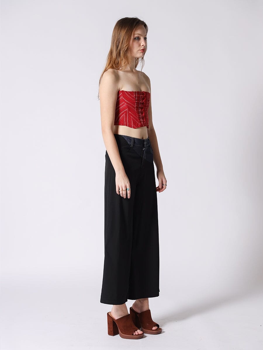 Stripe Bustier with Front Buttons
