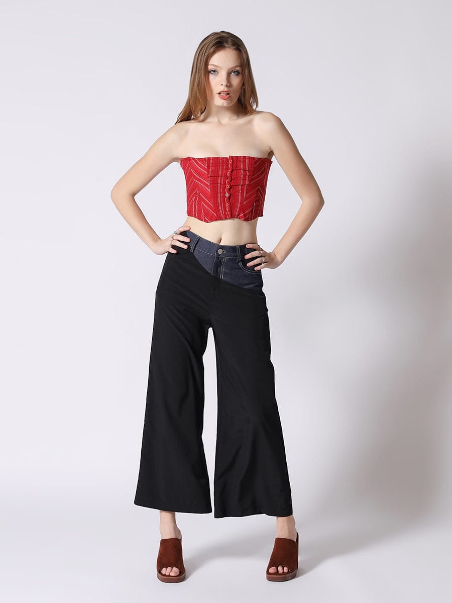 Stripe Bustier with Front Buttons