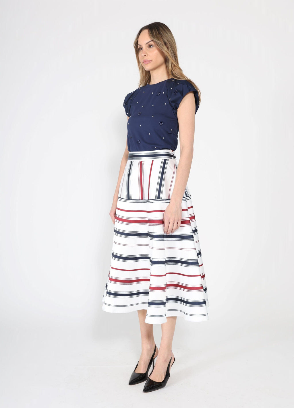 Stripe Pattern A-Line Skirt