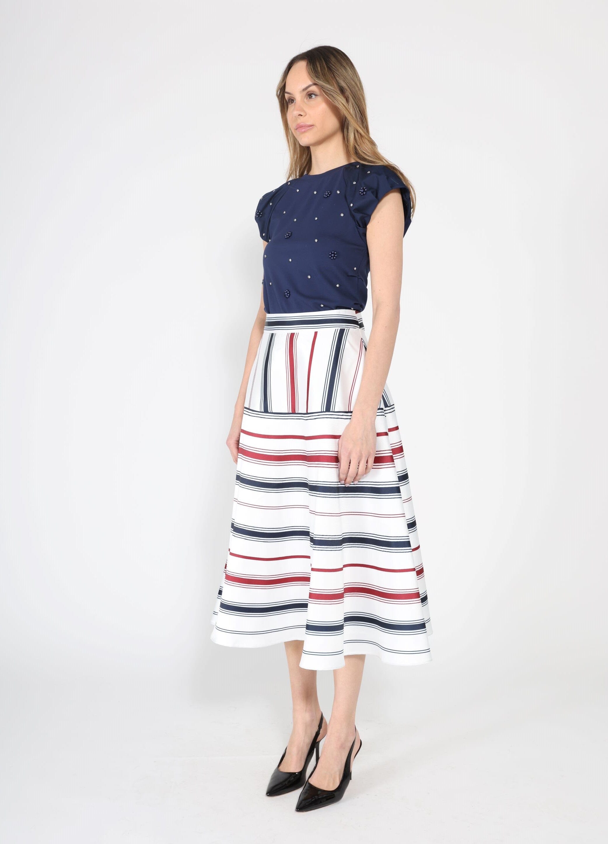 Stripe Pattern A-Line Skirt