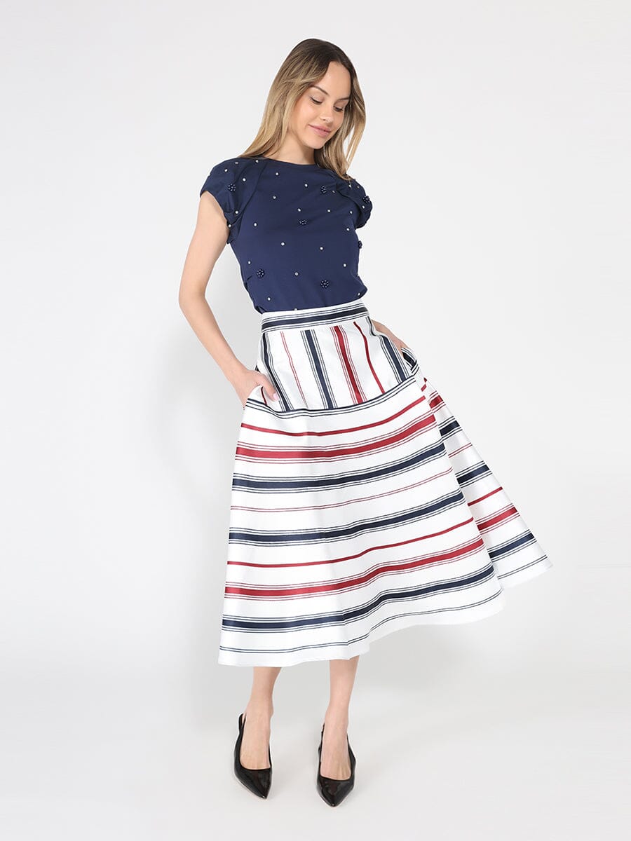 Stripe Pattern A-Line Skirt