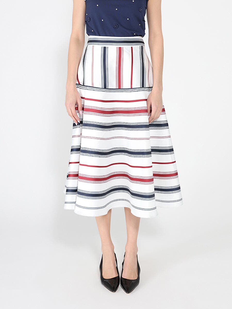 Stripe Pattern A-Line Skirt