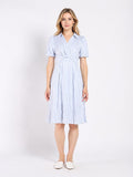 Gracia Fashion Women's Striped V Collar Neck Dress