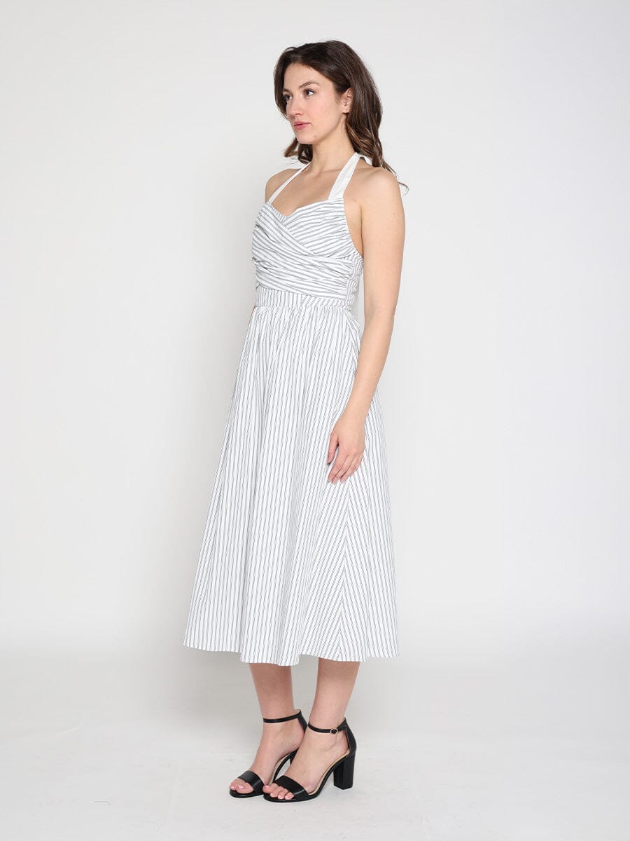 Gracia Fashion Women's Striped self-tie dress