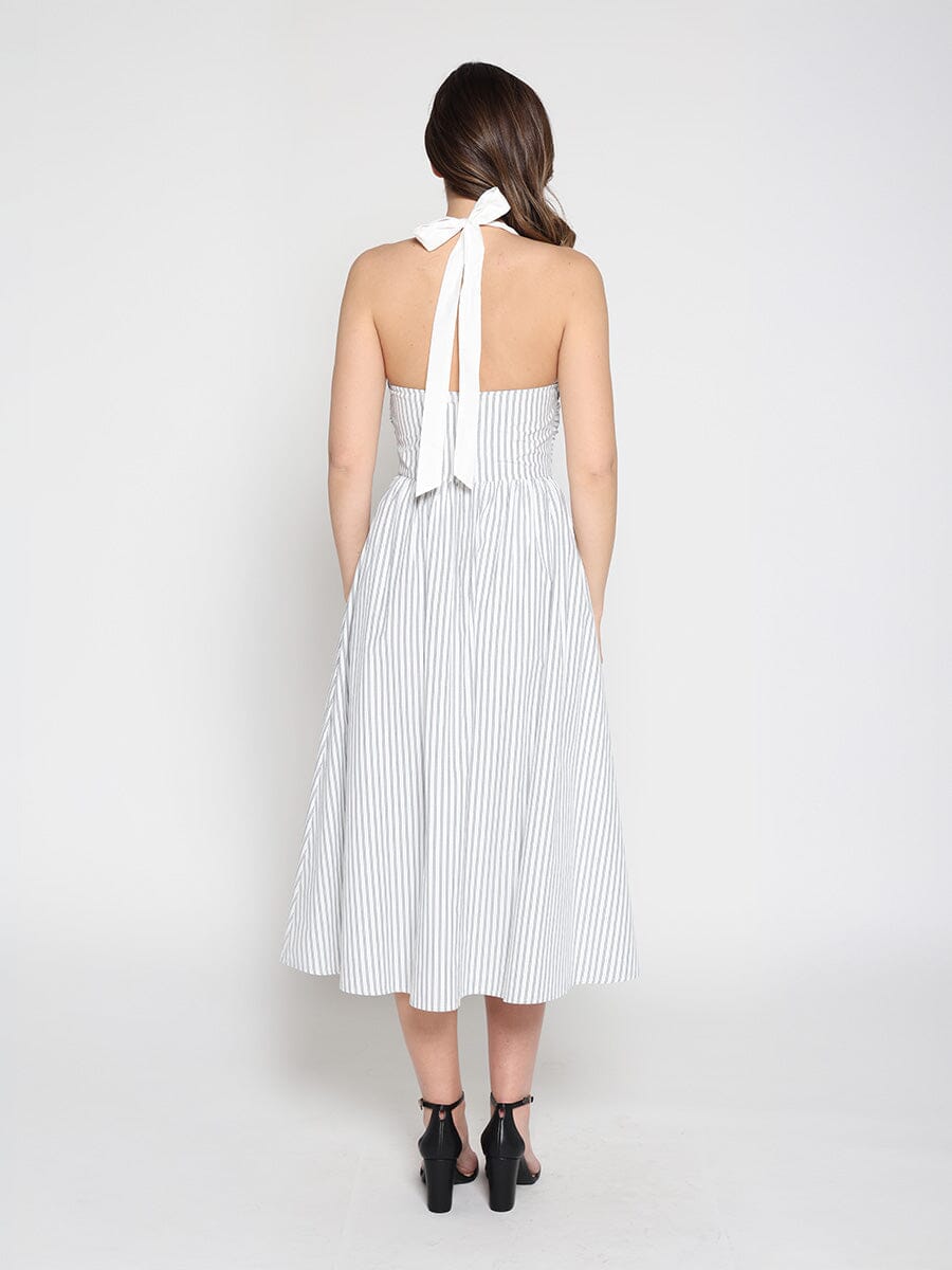 Gracia Fashion Women's Striped self-tie dress