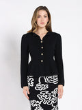 Textured Button Down Collared Peplum Cardigan