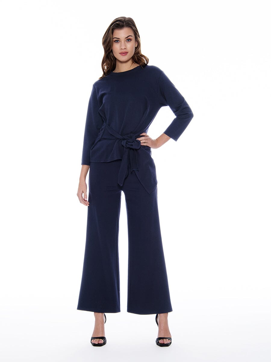 Thick Long Sleeve Shirt with Waist Tie