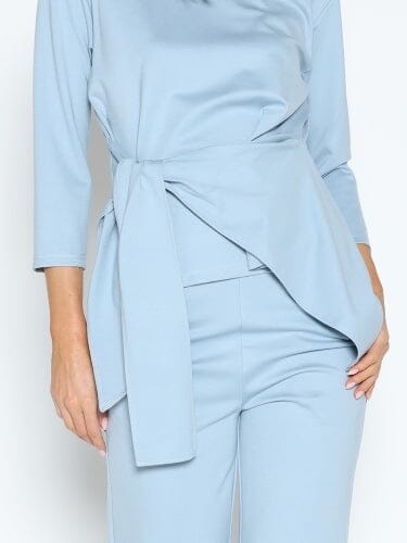 Thick Long Sleeve Shirt with Waist Tie