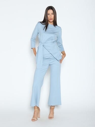 Thick Long Sleeve Shirt with Waist Tie