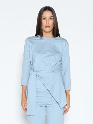 Thick Long Sleeve Shirt with Waist Tie