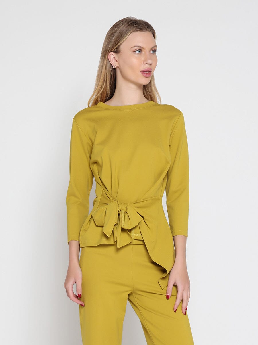 Thick Long Sleeve Shirt with Waist Tie