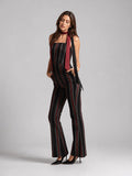 Tie-Shoulder Wide Leg Striped Overall Jumpsuit