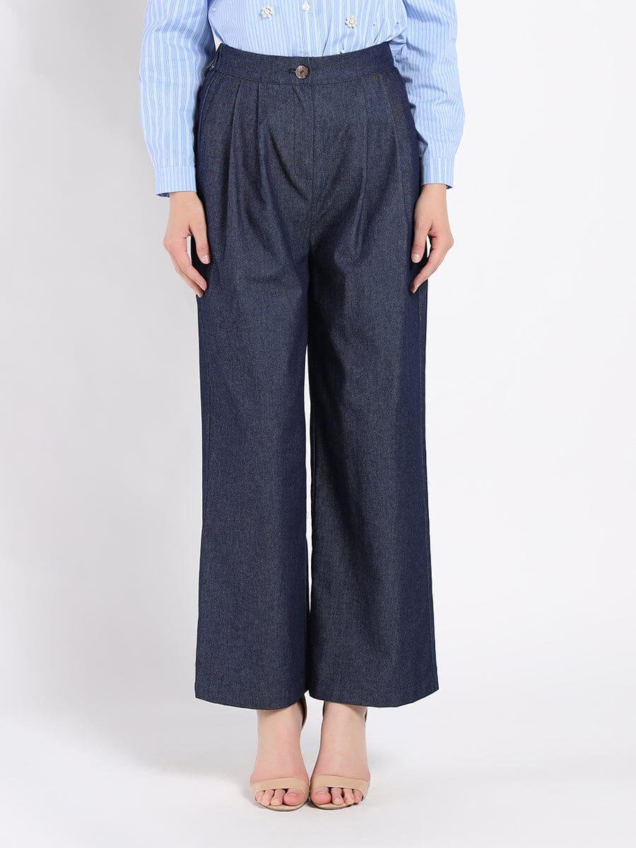 Wide-Leg Denim Pants