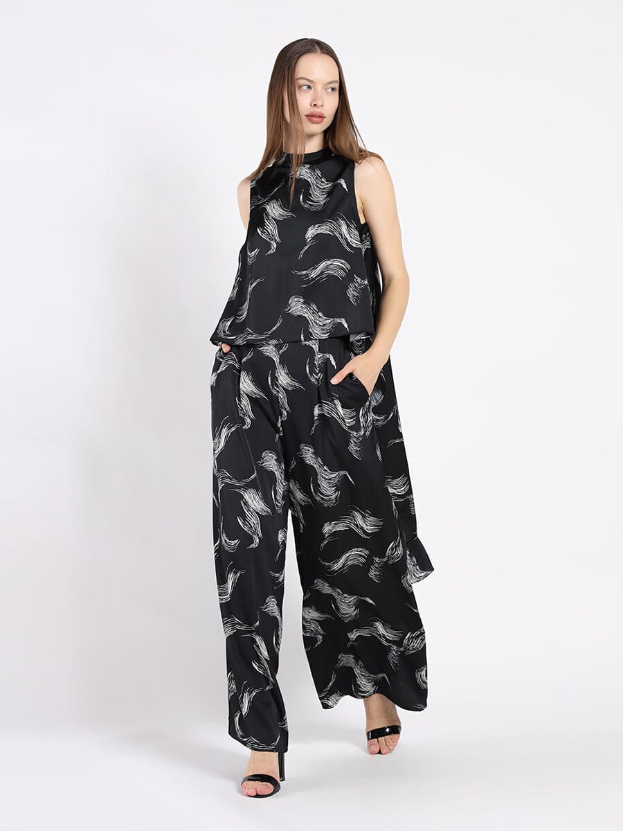 Wide Leg Prinetd Viscose Pants