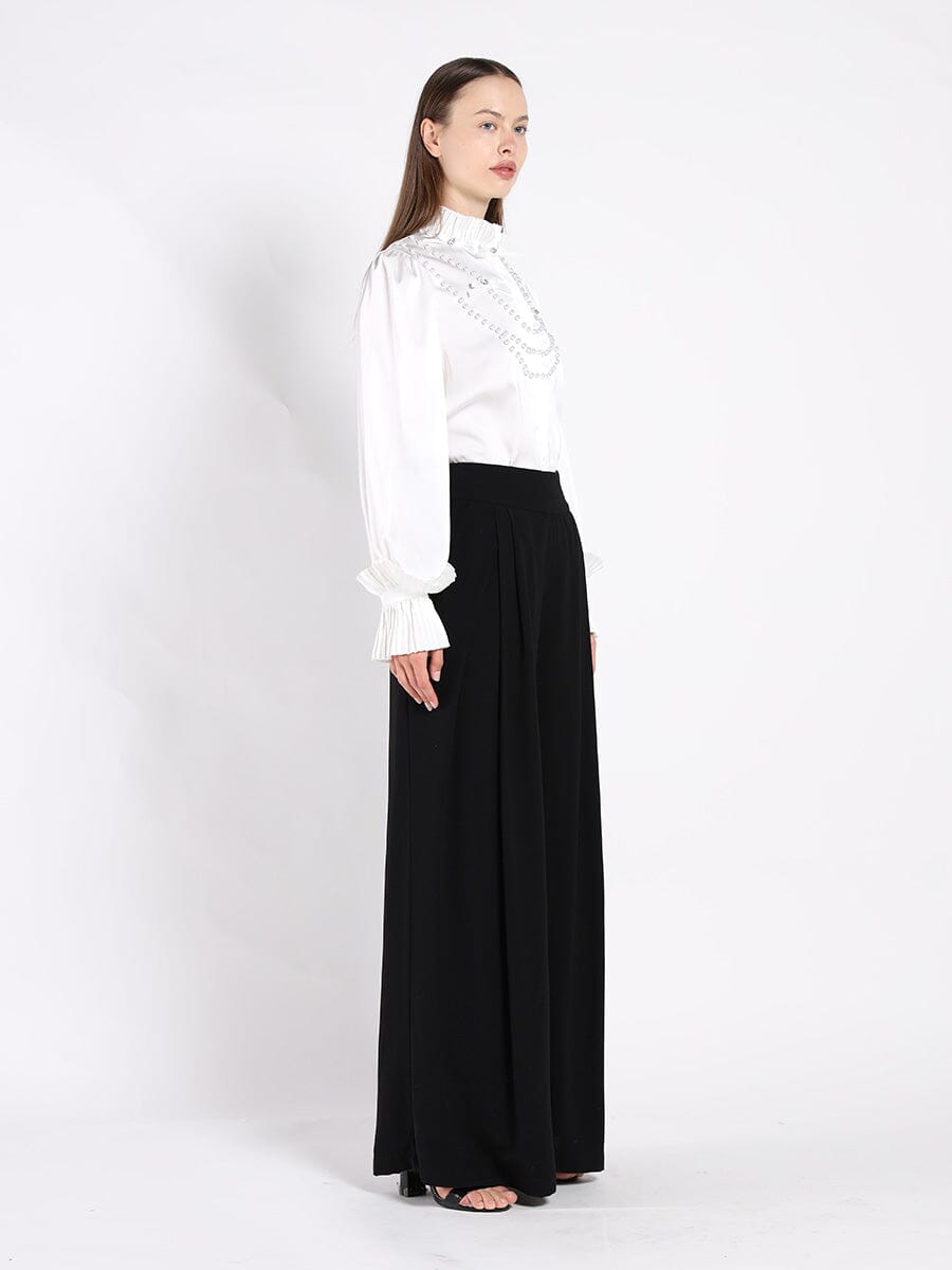 Wide Leg Solid Palazzo Flowy Pants