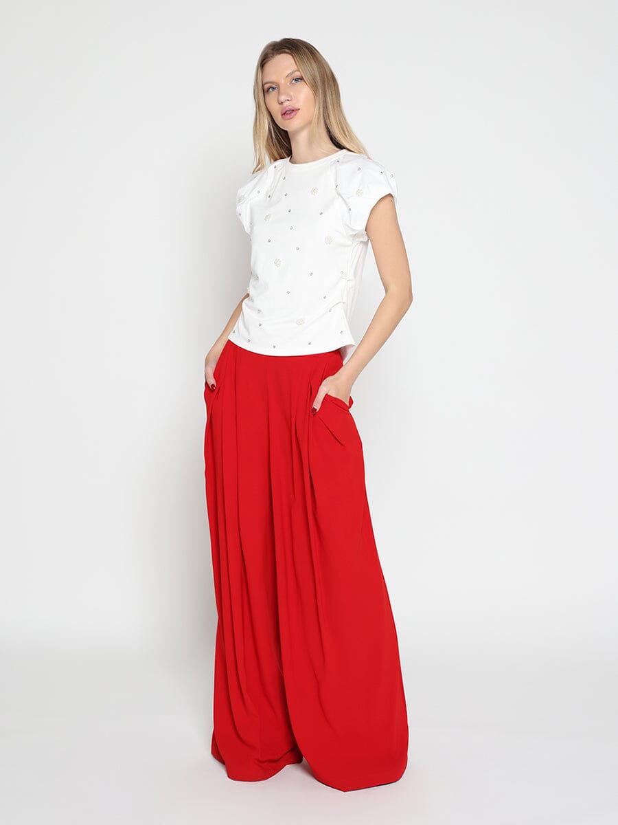 Wide Leg Solid Palazzo Flowy Pants