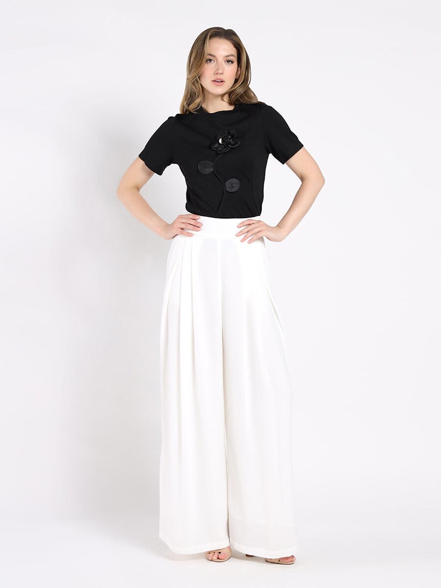 Wide Leg Solid Palazzo Flowy Pants