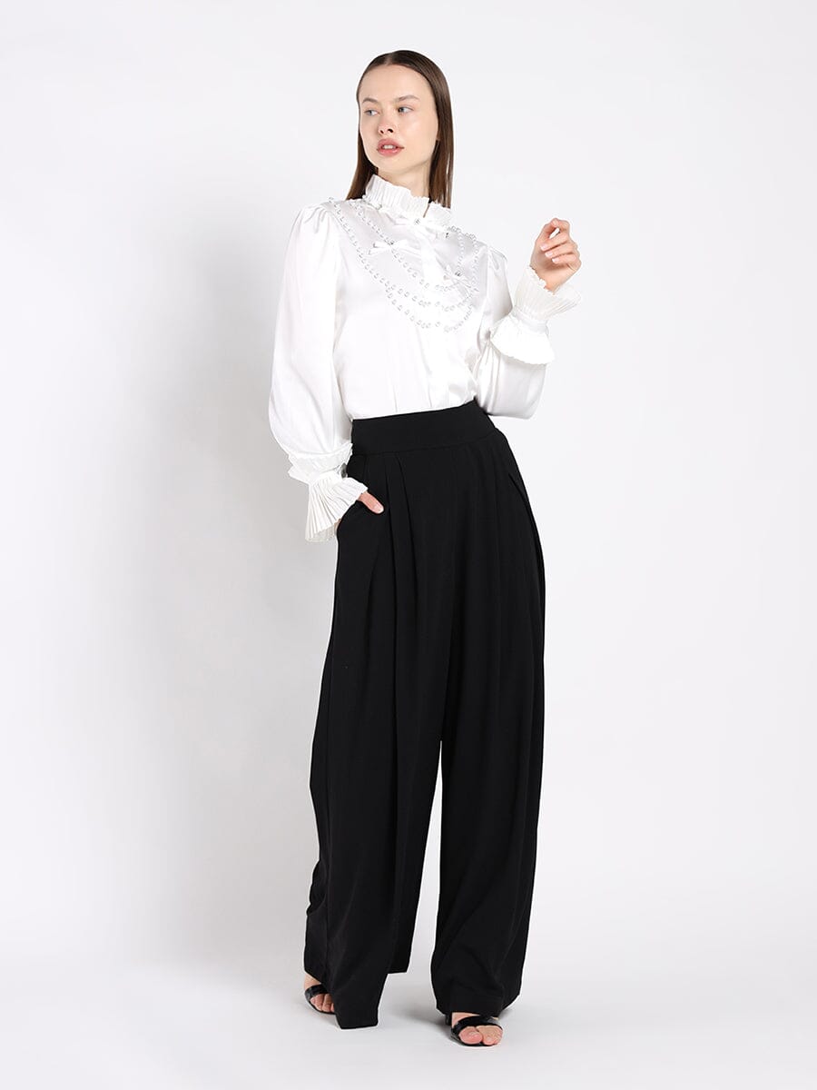 Wide Leg Solid Palazzo Flowy Pants