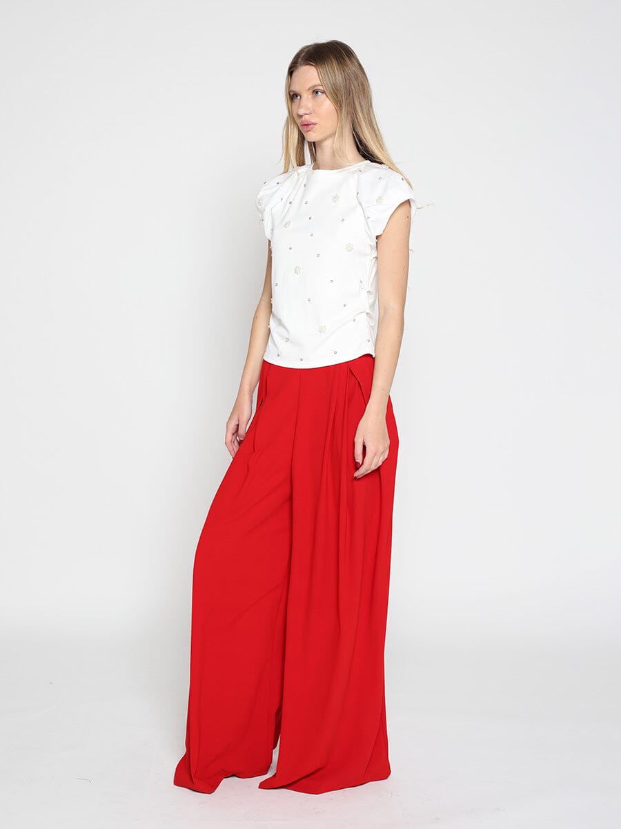 Wide Leg Solid Palazzo Flowy Pants