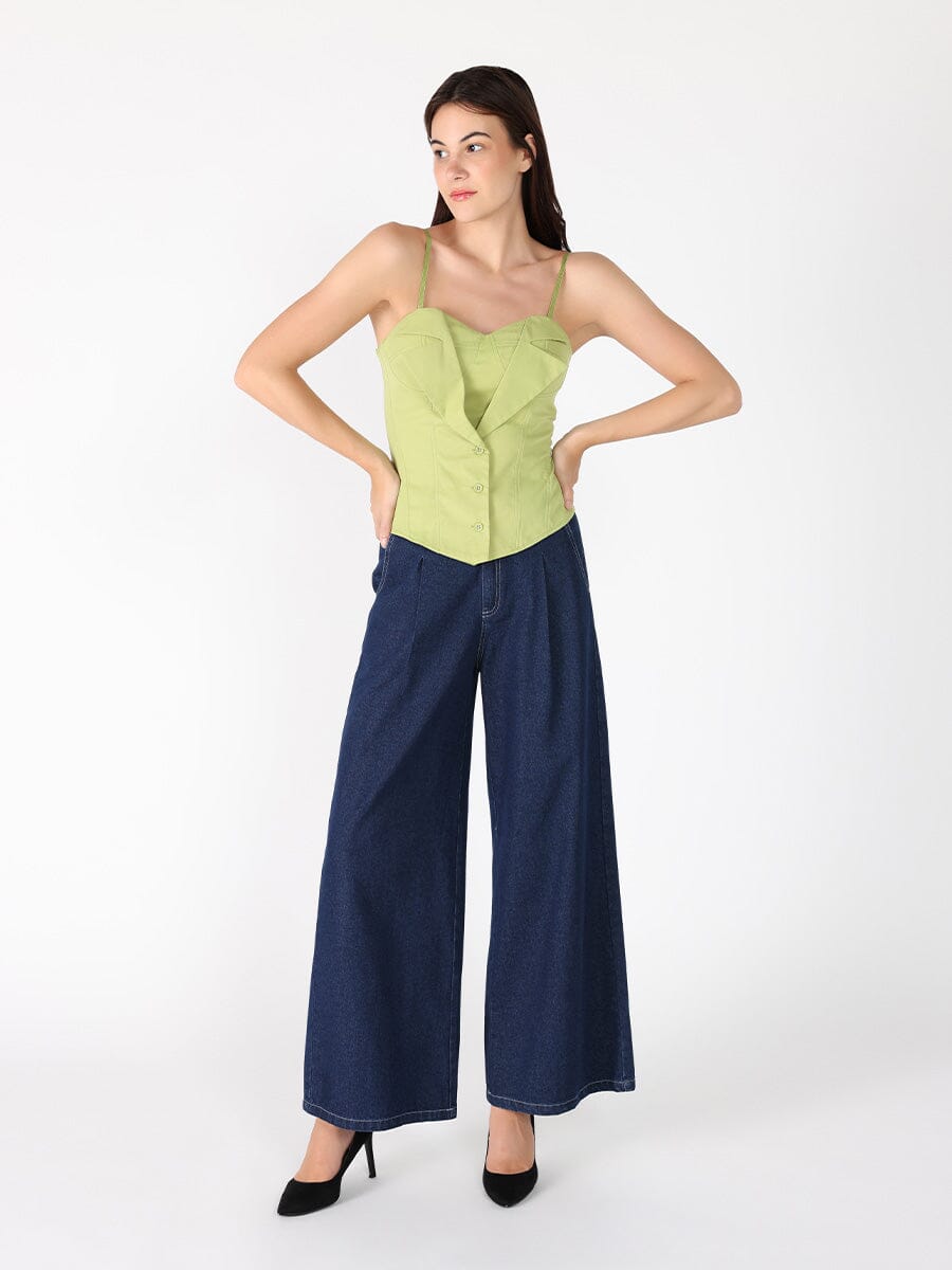 Zip up corset top with straps