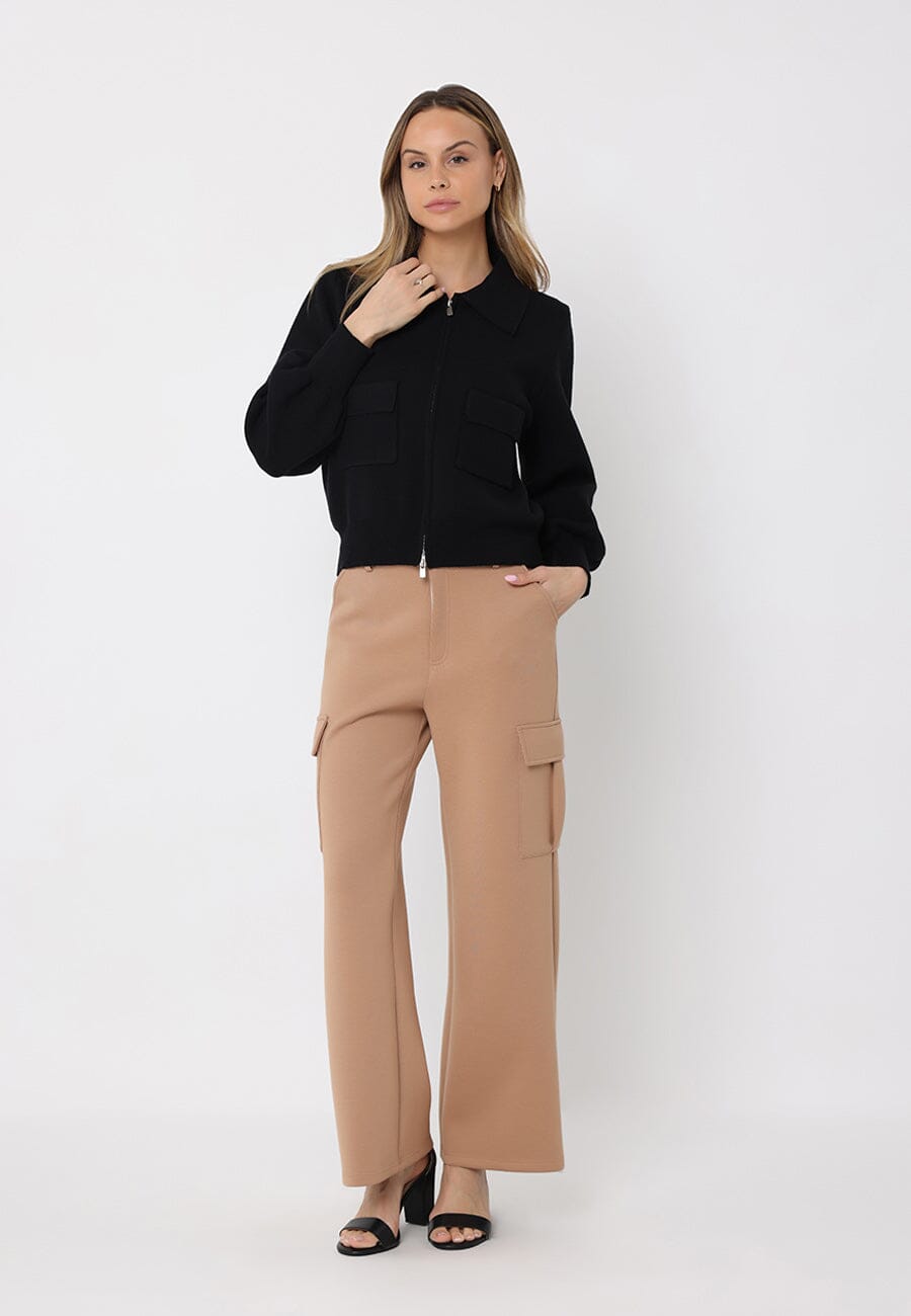 Zip up long sleeve collared jacket with pockets