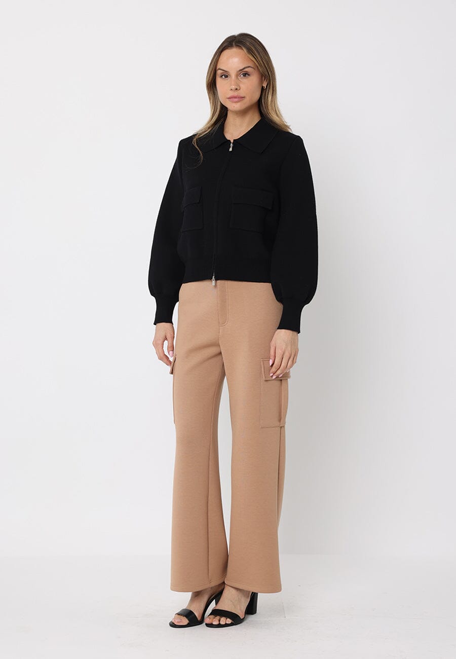 Zip up long sleeve collared jacket with pockets