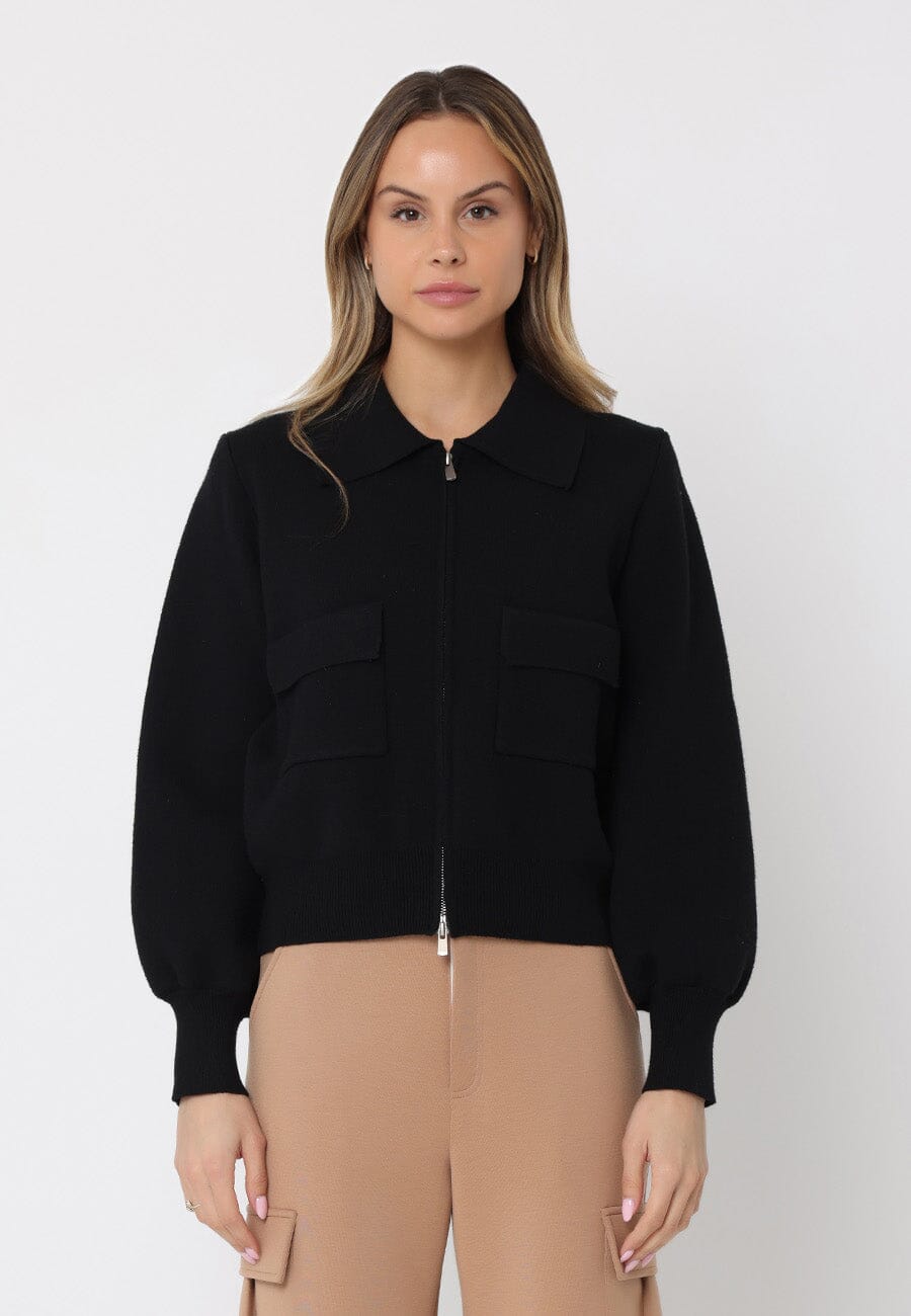 Zip up long sleeve collared jacket with pockets