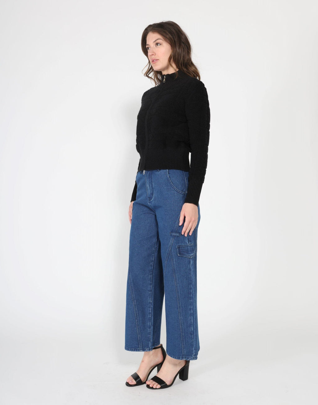 Zip up long sleeve textured jacket