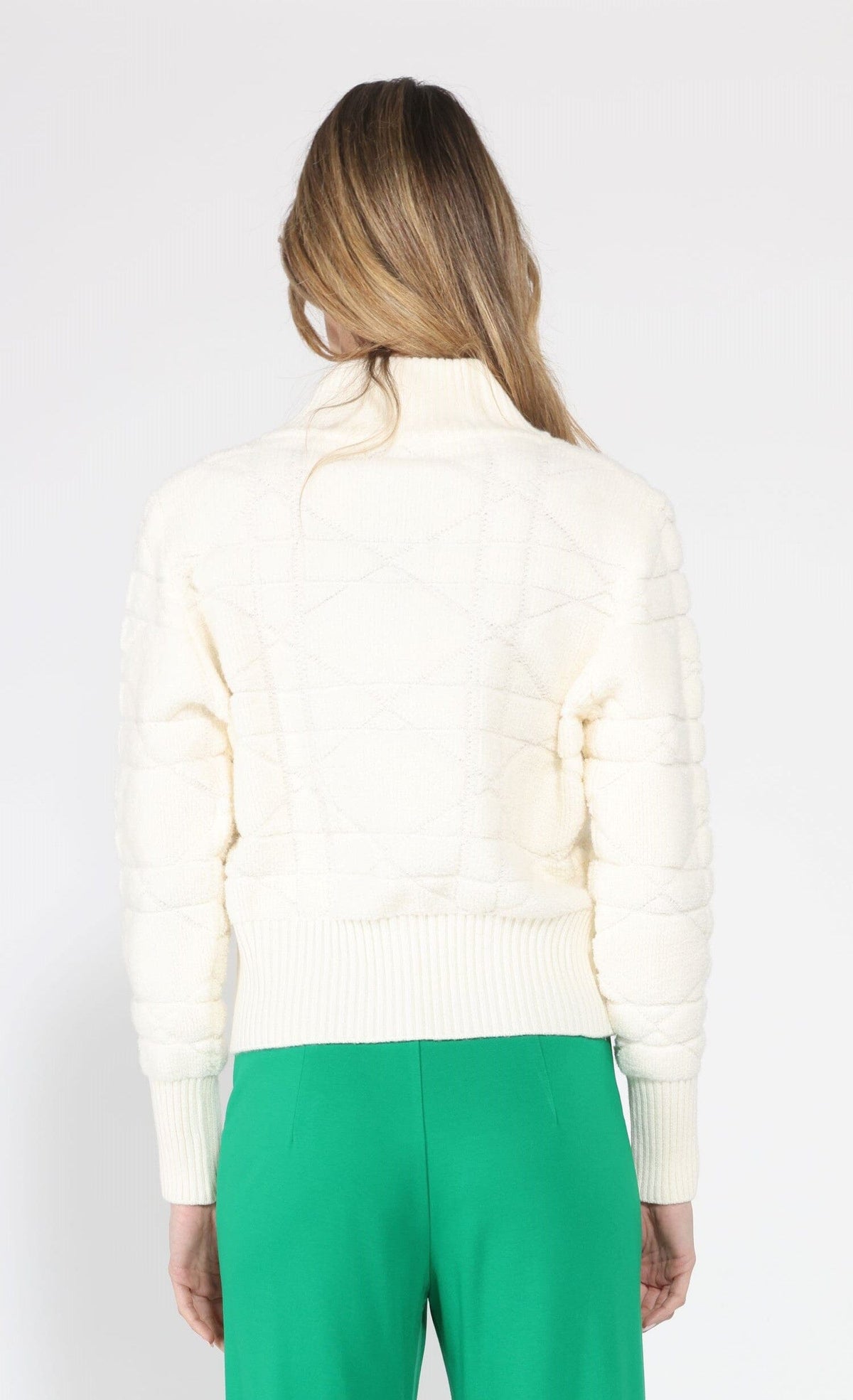 Gracia Fashion Women's Zip up long sleeve textured jacket
