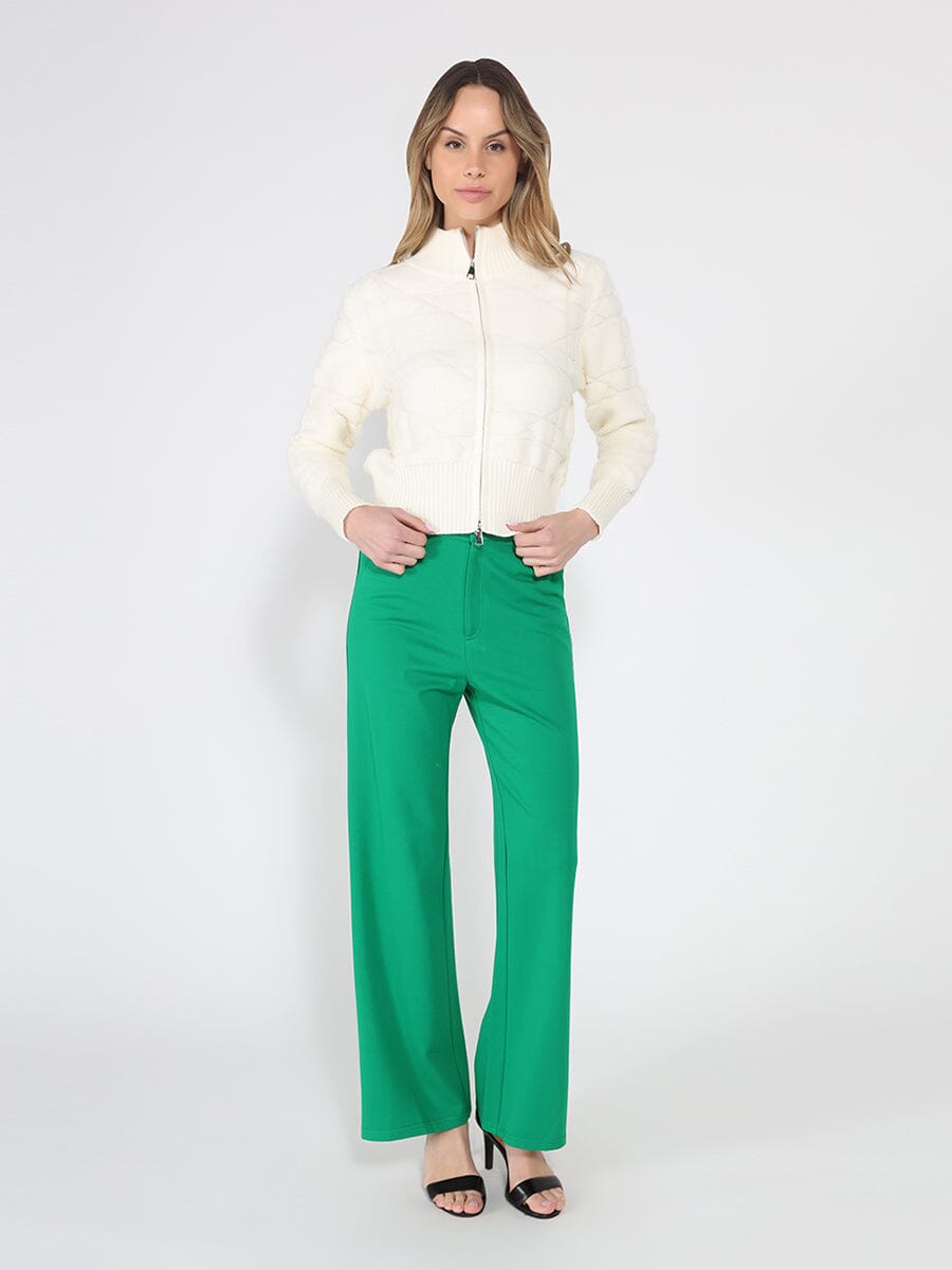 Gracia Fashion Women's Zip up long sleeve textured jacket